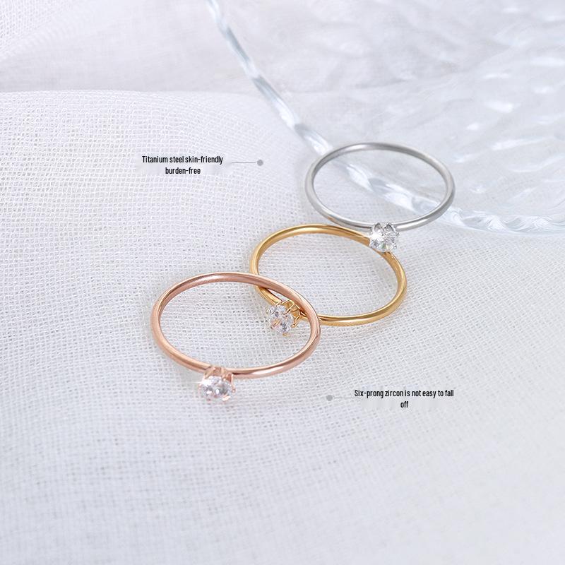 Im Trend: Schlichter europäischer & amerikanischer Stil Kleiner Diamant Pinky Ring in 18k Gold, Edelstahl, Titanstahl - Modell A160