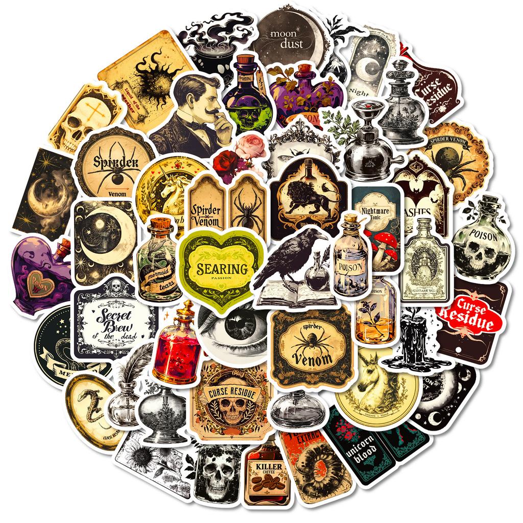 50 Pharmacist Graffiti Stickers Gothic Skull Spider Crow Mash And Match Vintage Personality Stickers
