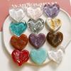 10 Peças Contas Cabochão de Resina Forma de Coração Geométrico Padrão Colorido para Joias DIY Scrapbooking Acessórios de Presente Feitos à Mão