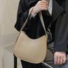 Large Capacity Half-Moon Underarm Bag Solid Color Handbags Portable Shoulder Bag  for Women