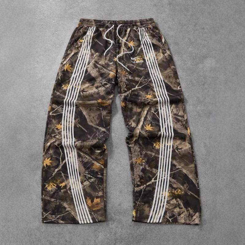 Pantalon de survêtement à rayures rétro avec badge imprimé lettre pour homme - Coupe ample droite - Streetwear - Pantalon décontracté