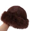 Korean Faux Fur Bucket Hat Warm Winter Fluffy Hats Trendy Luxury Plush Hat  Women