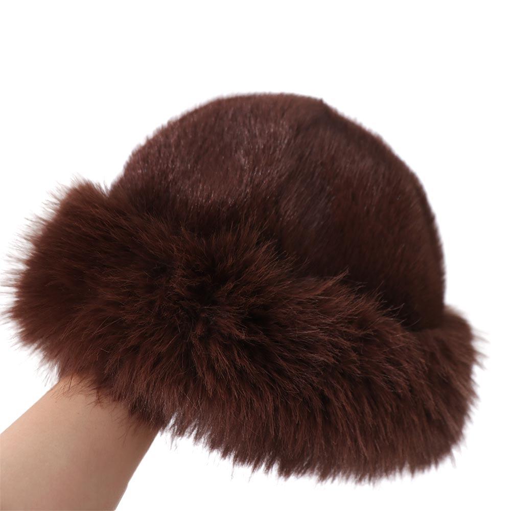 Korean Faux Fur Bucket Hat Warm Winter Fluffy Hats Trendy Luxury Plush Hat  Women