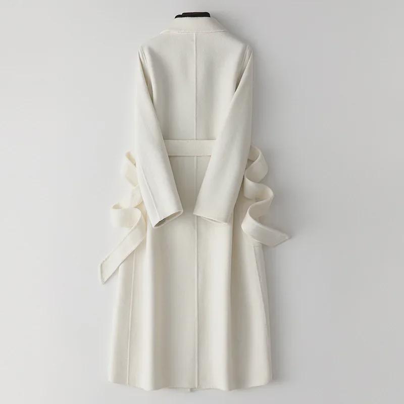 Women's Long Double-Faced Cashmere Coat - New Loose Woolen Design for Autumn/Winter 2024