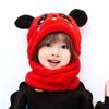 1 Set Autumn Winter Cute Plush Children Scarf Hat 2 In 1 Boys Girls Fleece Warmth Hooded Scarf Set
