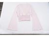 Spicy Girl Pink Lace Patchwork Ruched V-Neck Base Shirt