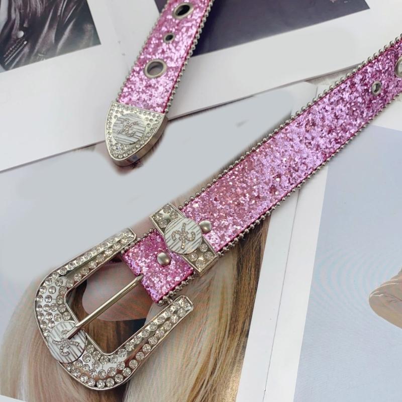 Women Large Eyelet Belt for Jeans Skirt Bead Trim PU Leather Belt Subculture Pants Belt  Girl Clothing Waist Decors