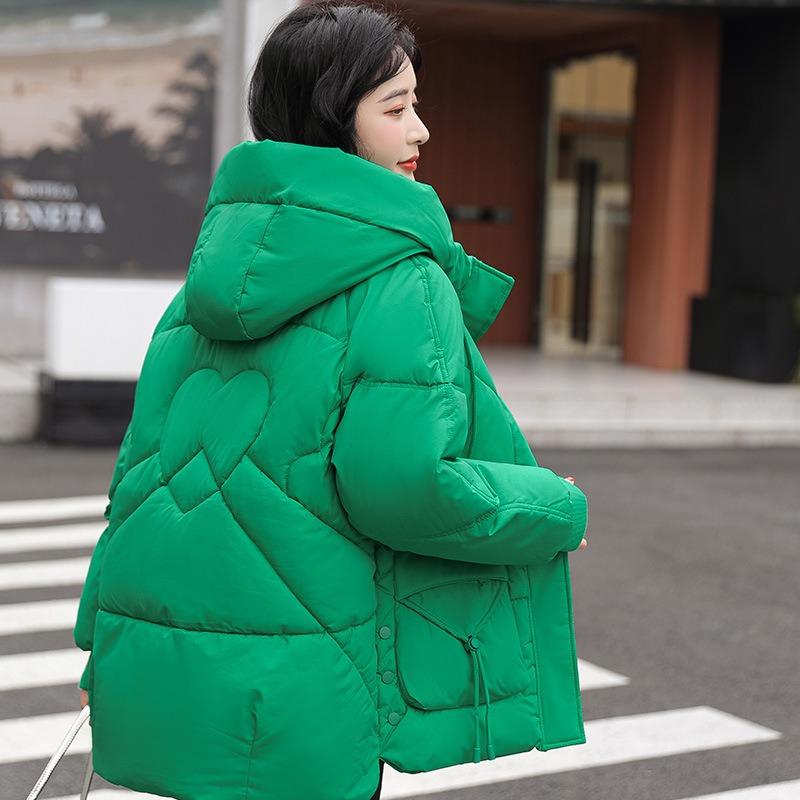 Women's winter down cotton-padded clothes Women's loose hooded cotton-padded jacket Loose versatile thickened warm jacket