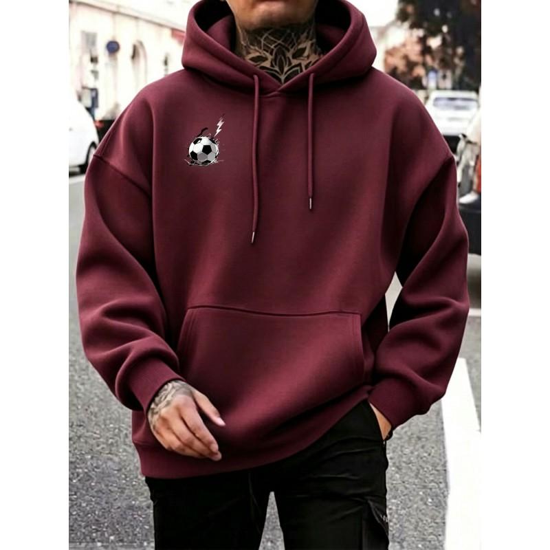 Unisex Loose Fit Hooded Sweatshirt Football Print Casual Streetwear