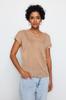 Women's Fashion T-Shirt V-Neck Long Ecru Premium V-Neck Cotton Regular Normal Fit Knitted Knitted T-Shirt