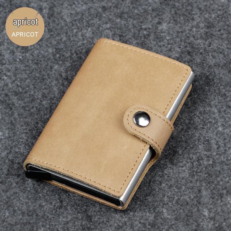 Автоматический выдвижной кожаный держатель для карт с RFID-блокировкой от кражи