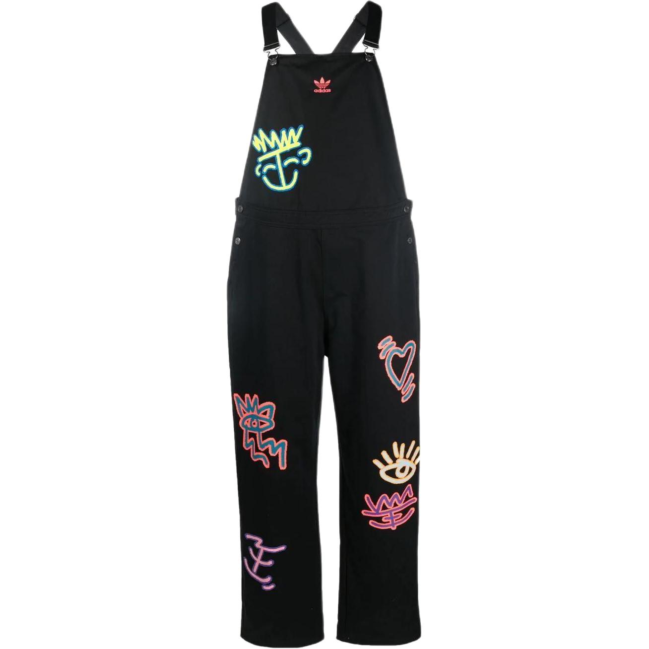 

Adidas Logo Graffiti Print Square Neck без рукавов Прямой комбинезон мужской комбинезон черный HC3090