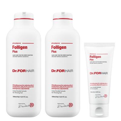 Dr.Fo Hair Polygen Plus šampón 500ml x 2P + 100ml, 1 sada kórejskej starostlivosti o vlasy