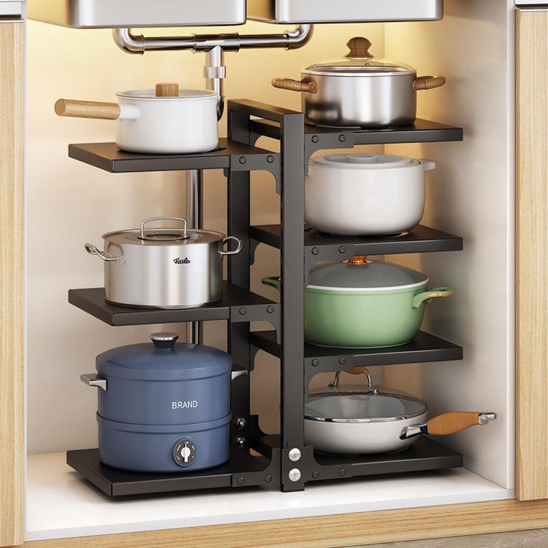 Multi-layer Kitchen Storage Rack: Under-Sink, Pot, and Cookware Shelf