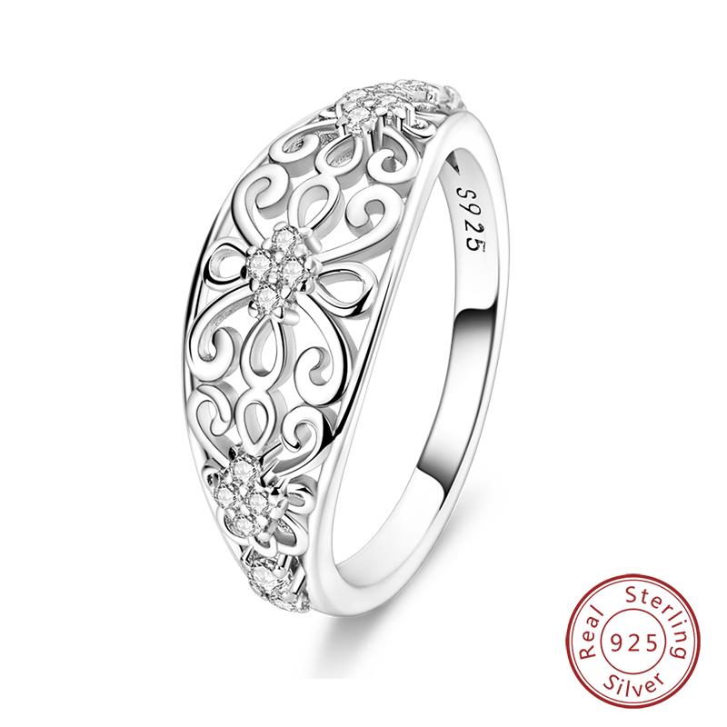 925 Silver Heart Shaped Infinite Minimalist Rings Hollow Celtic Knot Rings For Women Elegant Engagement Wedding Jewelry