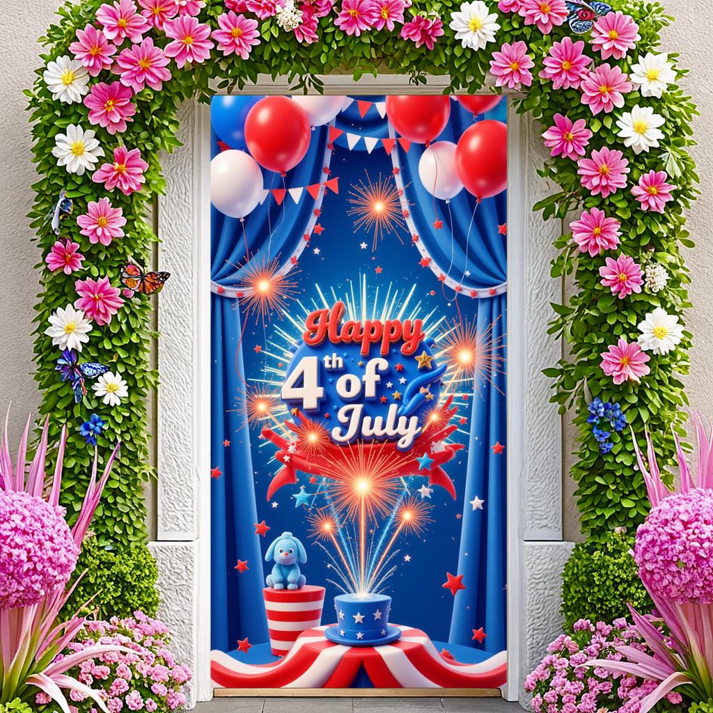Decorative Design Happy 4th of July Celebration Banner for Holiday Party Indoor Decoration Patriotic Event