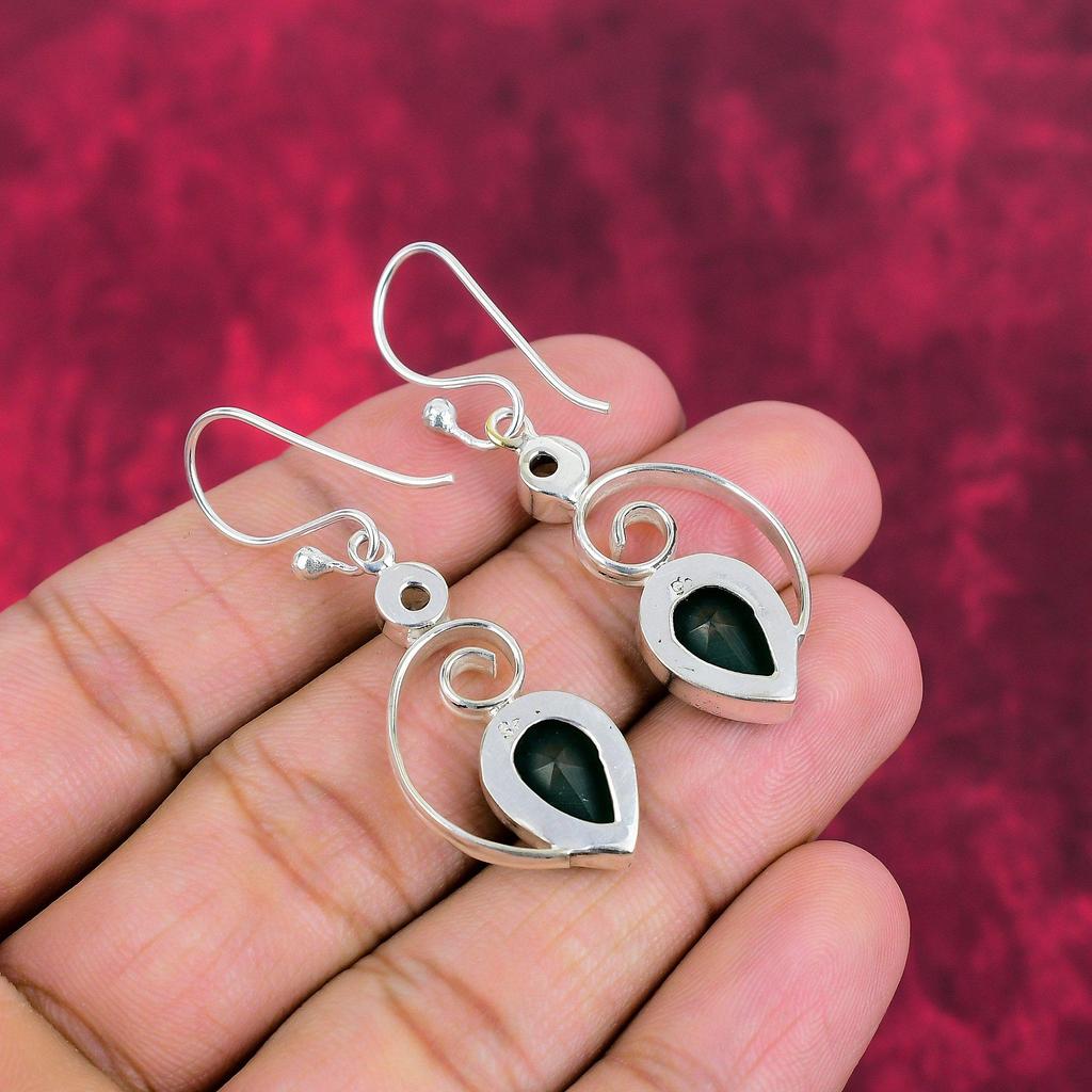 Green Onyx, Green Amethyst Earrings Gemstone Jewelry, 925 Solid Sterling Silver Handmade Earrings, Latest Design Jewelry