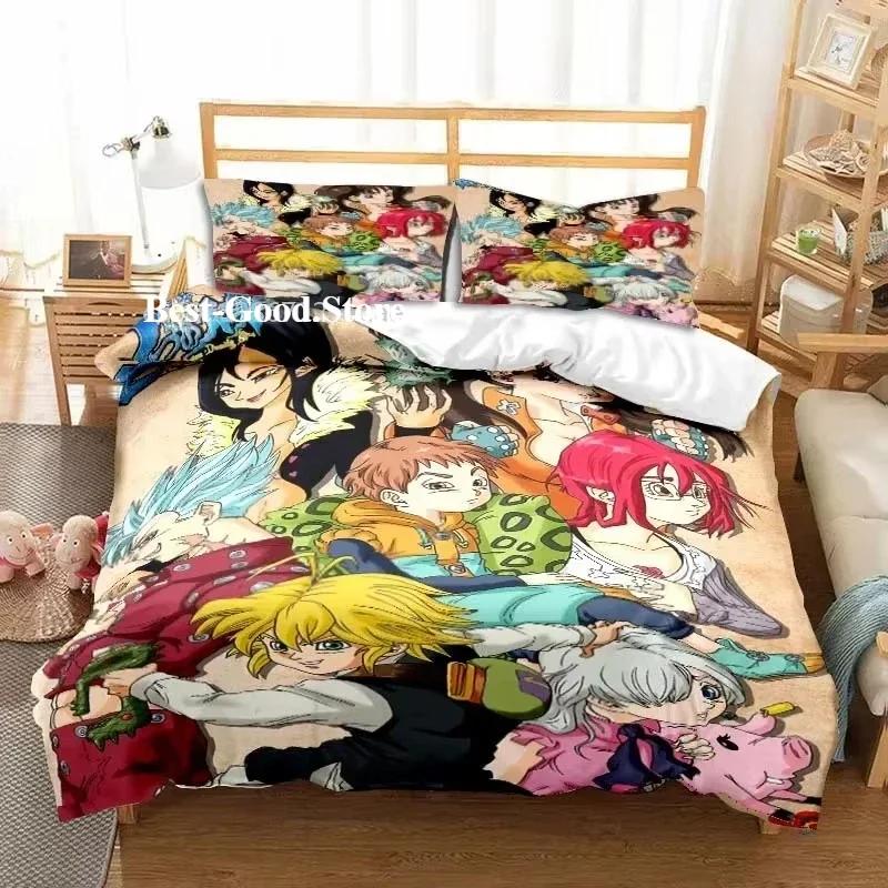 Nouvel Anime Les Sept Péchés Capitaux Al Saison Ensemble Lit Jumeau Ensemble de Linge de Lit Imprimé Avec Taie d'Oreiller Lit Doux Housse de Couette Douce Simple Double