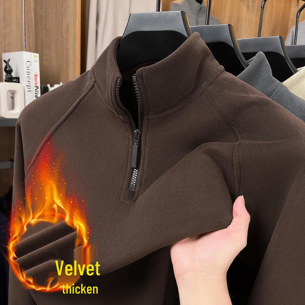 Men's Winter Double-Sided Fleece Half-Zip Long-Sleeve T-Shirt (2025 Collection)