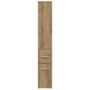 Narrow Bathroom Cabinet with Casters Artisan Oak Finish Particleboard