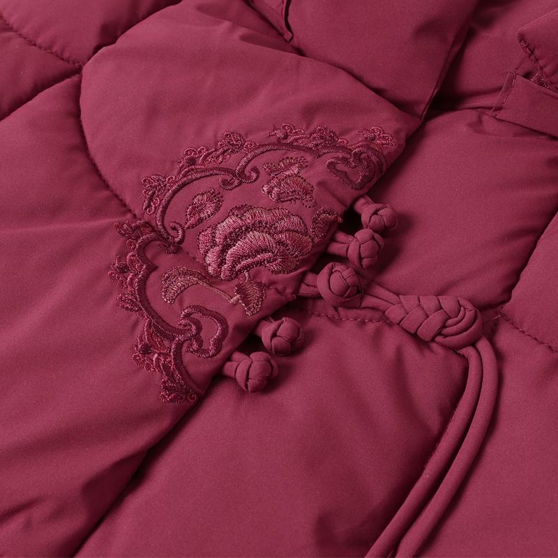 Plus Size XL-6XL Middle Age Women Winter Long Coats Hooded Elegant Thick Warm Embroidery Parkas Female Jackets