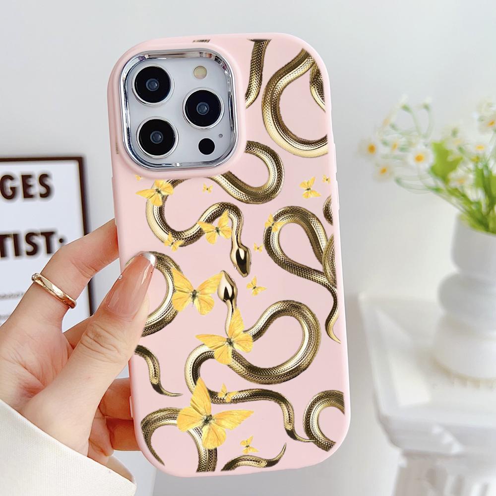 LZ5 Butterfly Black Gold Snake Soft Phone Case for Samsung S24 Ultra S23 Plus S21 FE A16 A54 A52 A06 Infinix Hot 40 Lens Protection Shockproof Cover