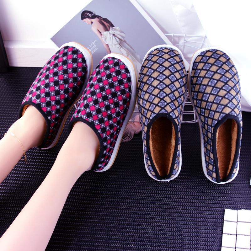 

beef tendon bottom men s and women s couple cotton slippers home heating thickened winter middle-aged and elderly half a pack with slippers 45