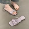Fashion Bow Chunky Summer Shoes New Sexy High Heels Women Slippers Sandals Designer Flip Flops Open Toe Party Pumps Slides Zapatos Mujer