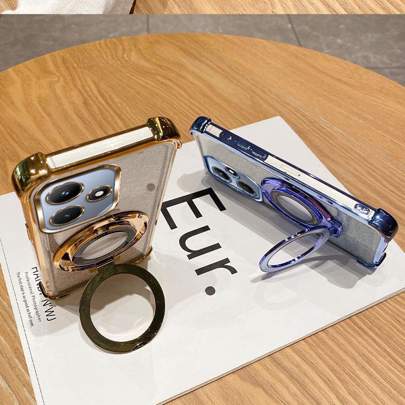 Hot 30 Luxus Stoßfest Magnetische Halterung für Magsafe Transparente Hülle für Funda Infinix Hot 30 30i Hot30 Play Mit Halter Ständer Abdeckung