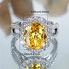 Luxury Female Big Yellow Zircon Stone Oval Engagement Rings For Women CopperColor Wedding Bands Jewelry Party Gifts