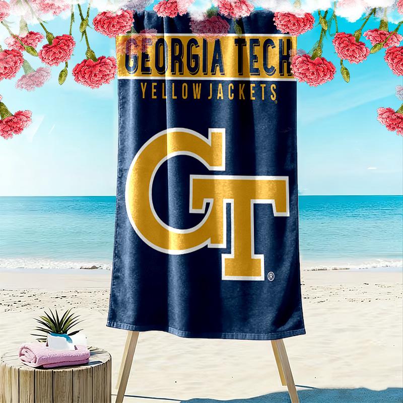 Georgia Tech Print Beach Towel, Large Soft Quick Dry Towel for Beach Camping Swimming