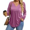 Womens Plus Size Long Sleeve Shirts  V Neck Tunic Tops Basic Loose Fit Tee Tops