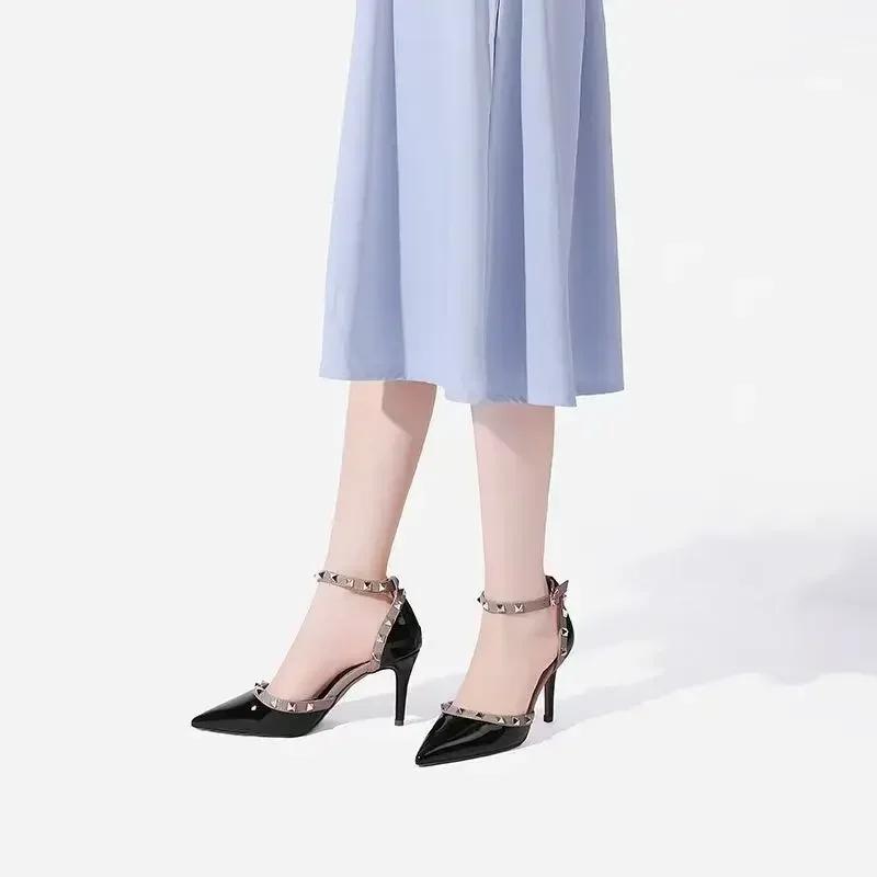 Women's Elegant New 2026 Style High Heels Sexy Strapless Cropped Studded Pointe Toe Shoes With Rubber Sole Adult Use