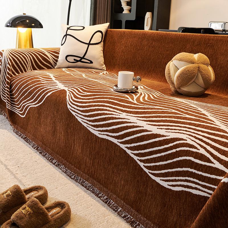 Chenier Sofa Cover Retro Wind Machine Washable One-piece Sofa Blanket Non-slip and Anti-grab Straight Row Sofa Cover Cloth