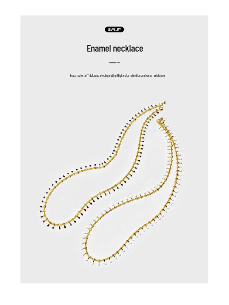 Bohemian Water Drop Enamel Necklace: Simple, Versatile Clavicle Chain for Women