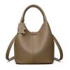 Women's Fashion Lychee Pattern Bucket Bag Soft Leather Foreign Air Straddle Bag