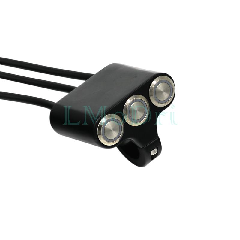 LMoDri Motorcycle Switch 22mm Handlebar Switches Headlight Hazard Brake Fog Light ON-OFF Aluminum With Indicator Modified