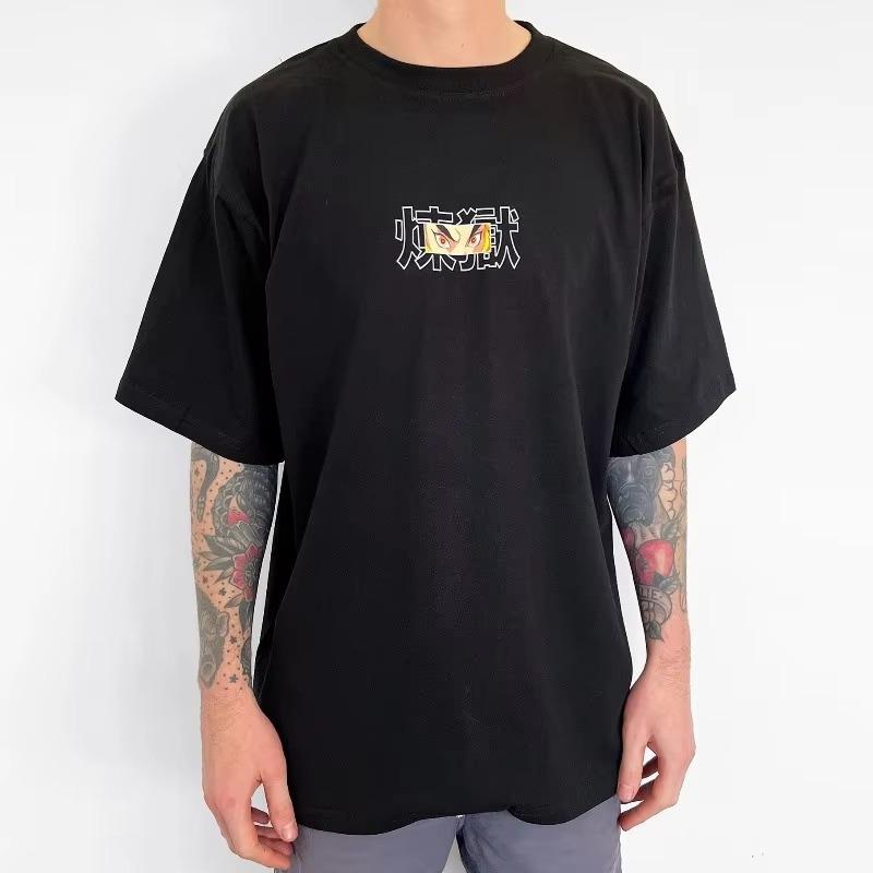 Demon Slayer Anime Purgatory Apricot Shoulang Japanese Harajuku Wind Mens SpringSummer New Casual Tshirt