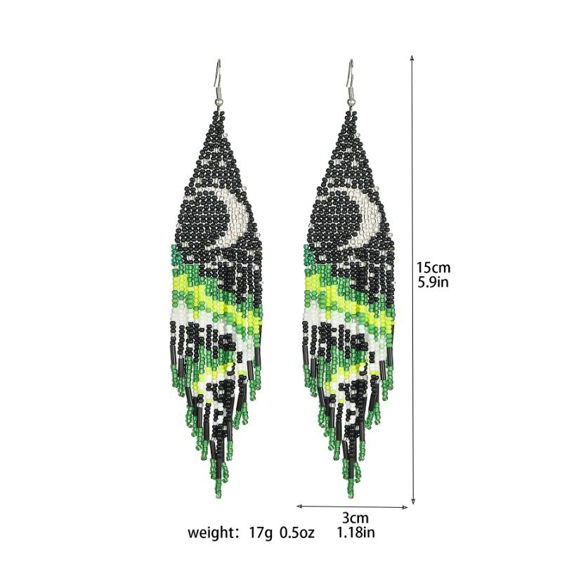 Orecchini di perline di riso con nappa lunga di alta qualità, orecchini alla moda colorati, orecchini da ballo, orecchini da donna, 1 paio