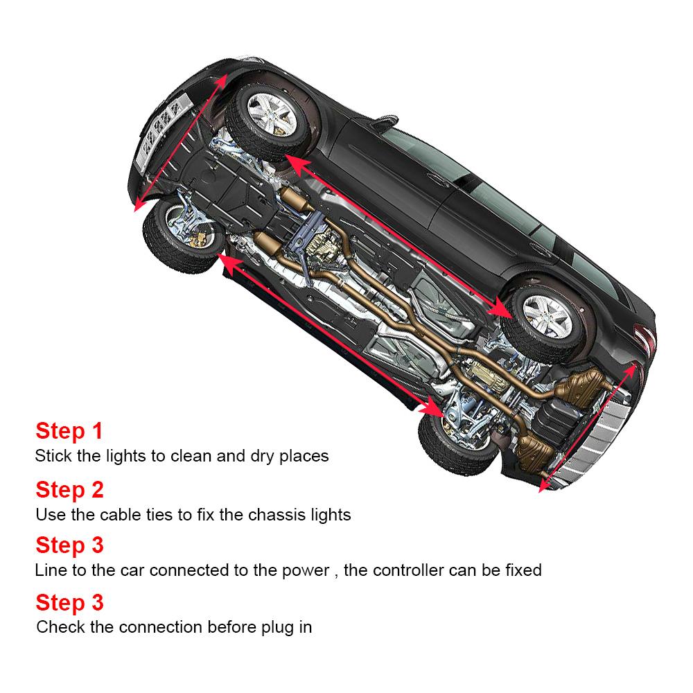 Car UnderglowLED Light Waterproof APP Control Car Chassis Neon Atmosphere Light
