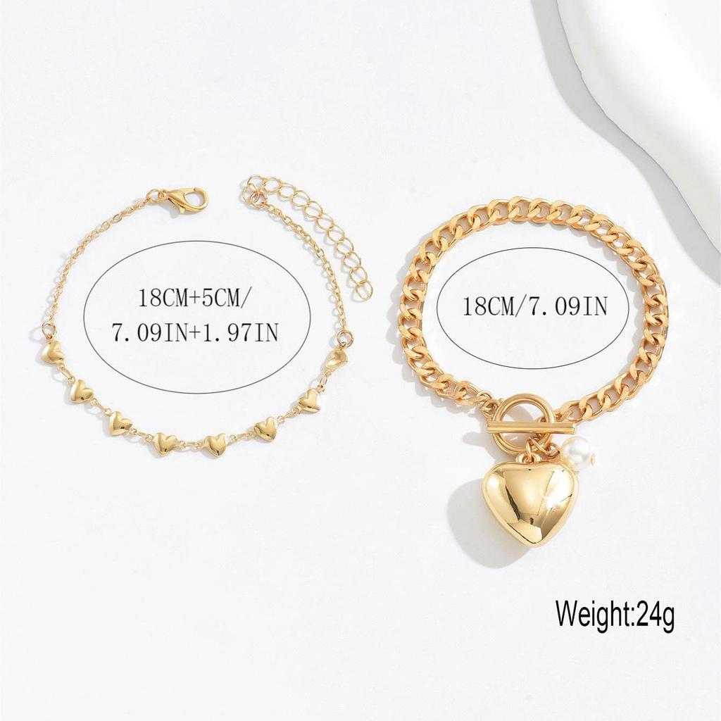 European & American Cross-border Heart Bracelet - Women's Simple Pearl Design