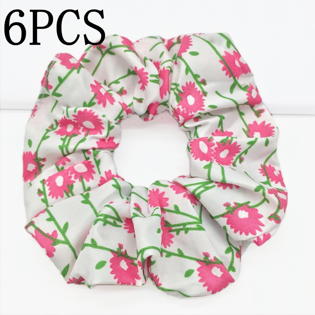 6pcs/lot Hair Scrunchies Bands Scrunchy Ties Ropes Ponytail Holder for Women Accessories Fabric Headwear Ditsy Floral Sweet Cute