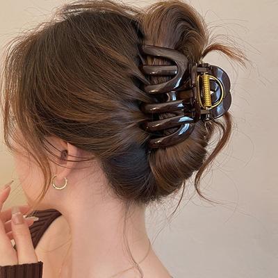 Updo French Style Pumpkin Hair Claw Large Cute Hair Grab Temperament 9cm/3.54inch Shark Clip Female
