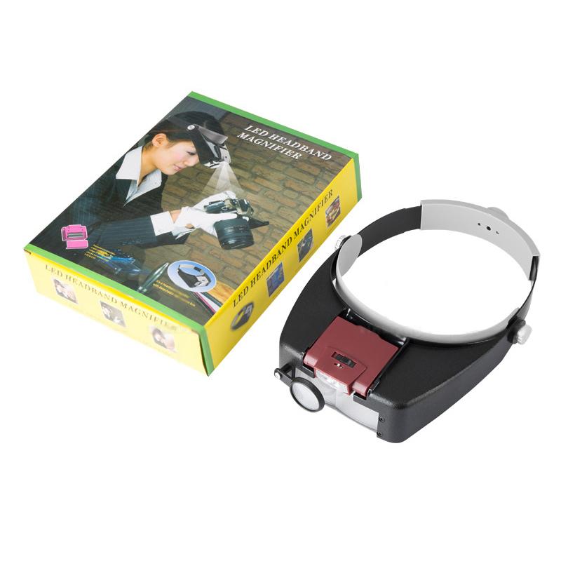 10X Stirnbandbrille Lupe Verstellbare Größe LED Lupe Lupenbrille Zum Lesen Optivisor Lupe Beleuchtet