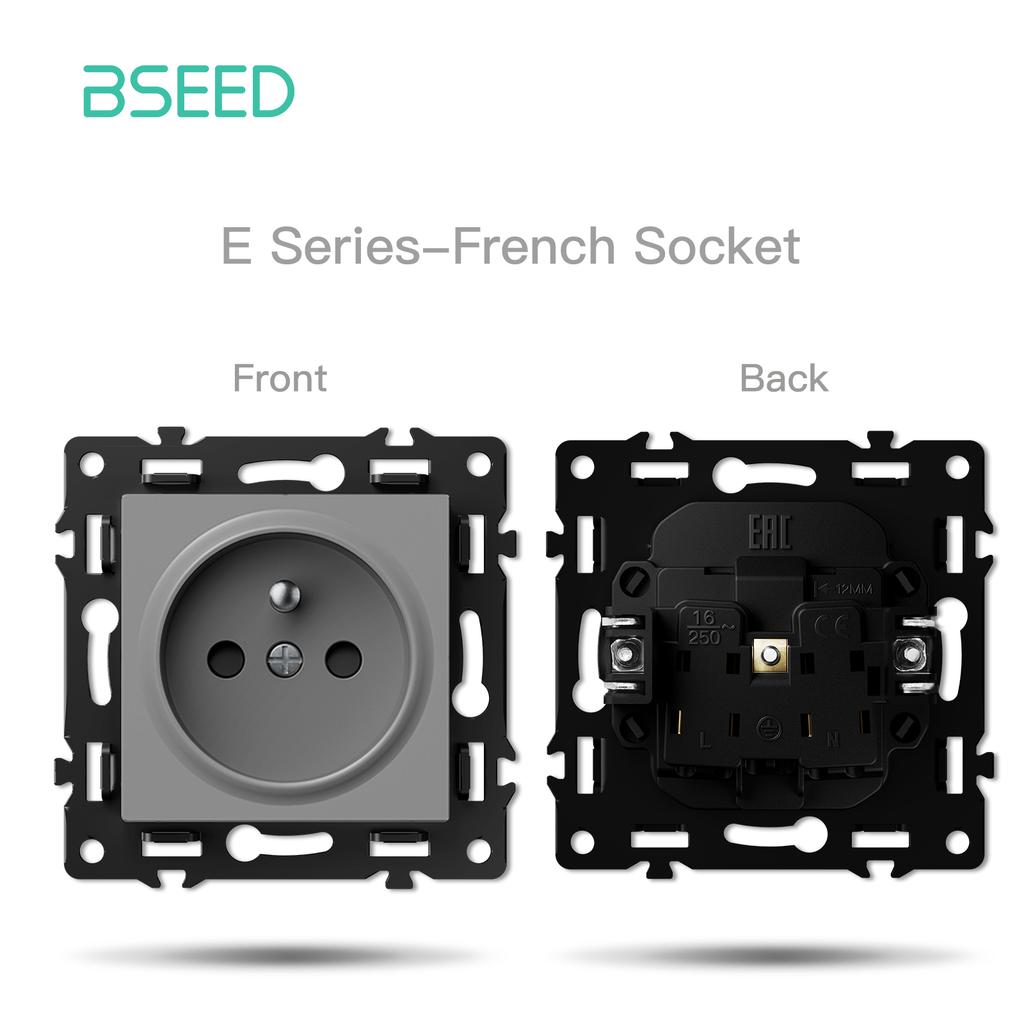 BSEED Zigbee Smart Light Switches Wall Shuter Dimmer Button Switches EU/FR USB Type-c Sockets DIY Modules Only Plastic Frames