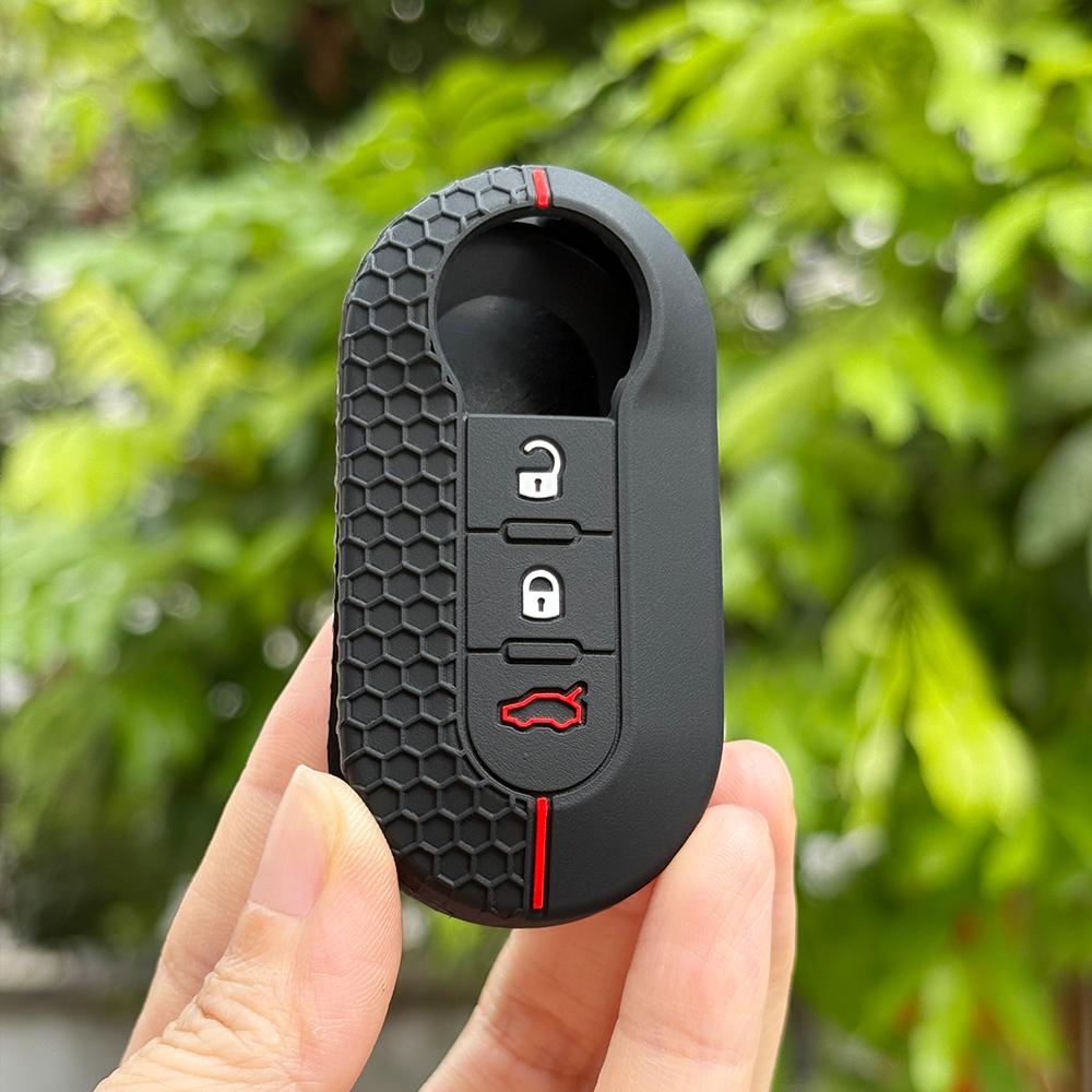 Keychain+ Keycase For Fiat 500 500L Ducato Panda LANCIA Punto Dot Evo Silicone Car Remote Key Cover For Citroen Jumper Holder