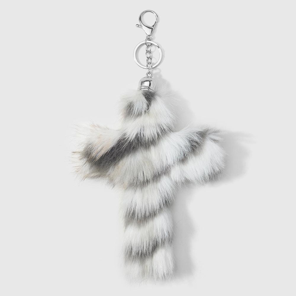 Plush Keychain Accessories Zebra Print Bag Pendant Aesthetic Cross Keychain  Goth Jewelry
