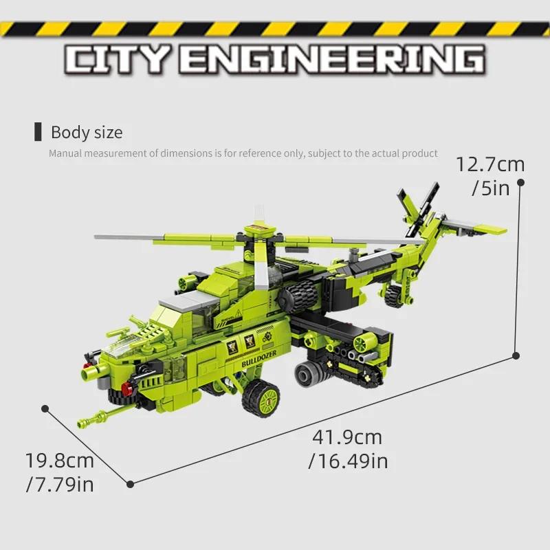 8 In 1 Mi 28 Armed Helicopter Building Blocks City Engineering Vehicle Deformation Bricks Boys Toy Holiday Gifts For Children