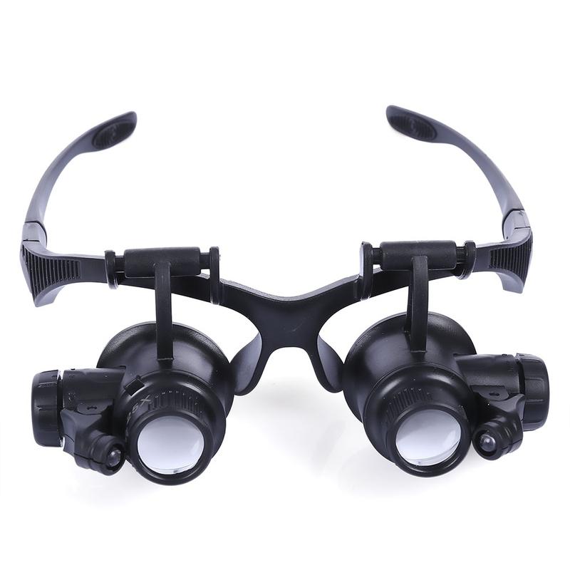 Wearing Magnifying Glass With Led Lights 10x 15x 20x 25x Magnification Loupes Jeweler Motherboard Font Magnifier