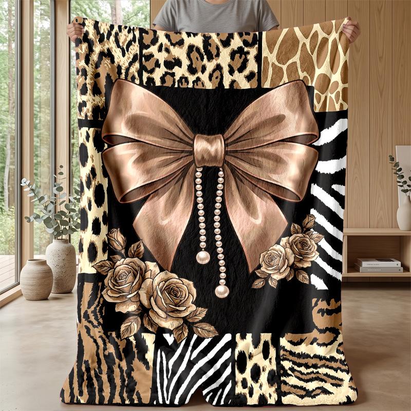 Leopard and Zebra Elegance 2 Theme Blanket Lightweight Warm Flannel Blanket Decorative Throw Blanket for Home Decoration